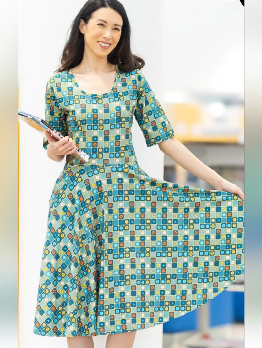 Svaha USA Mid-Century Modern Math Twirl Dress with Pockets